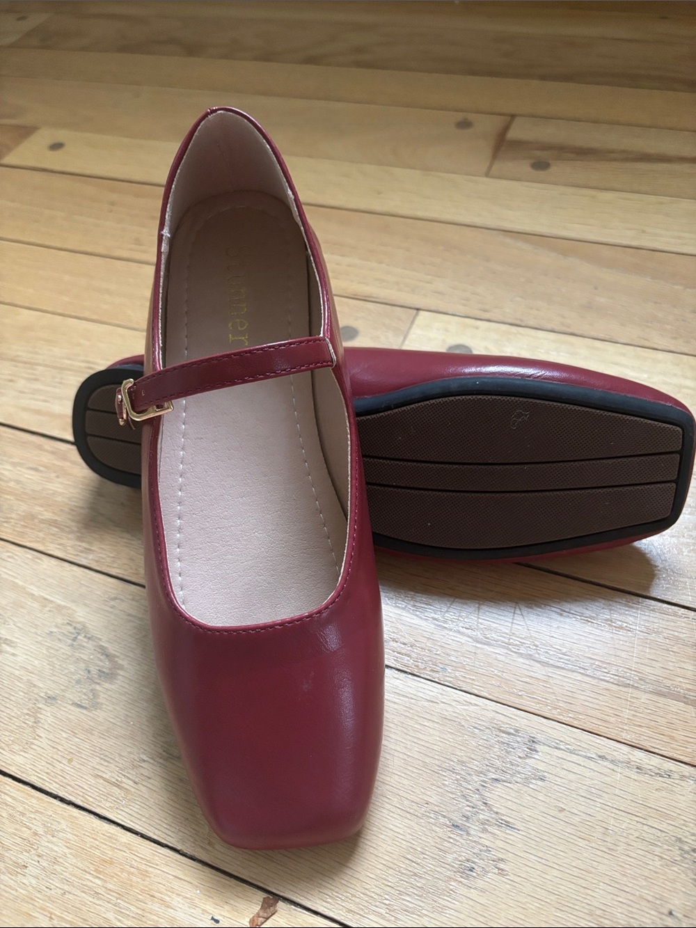 Burgundy Mary Jane Ballet Flats 38